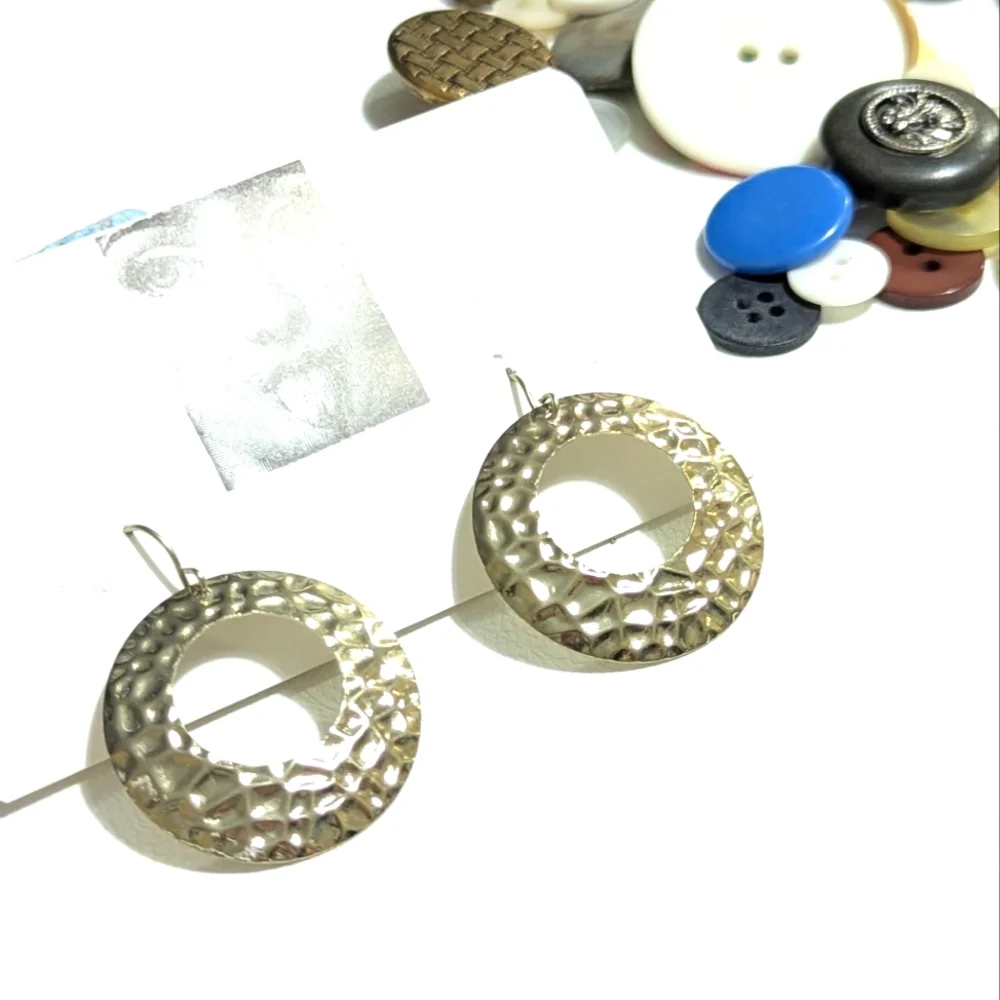 Vintage | Hammered Gold Hoop | Dangle Earrings | Bohemian | Retro | Y2K
